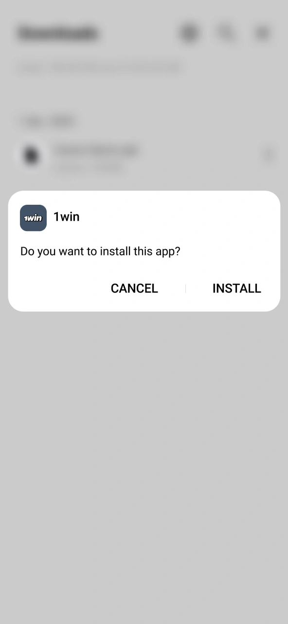 Confirm installation to access 1win betting app.