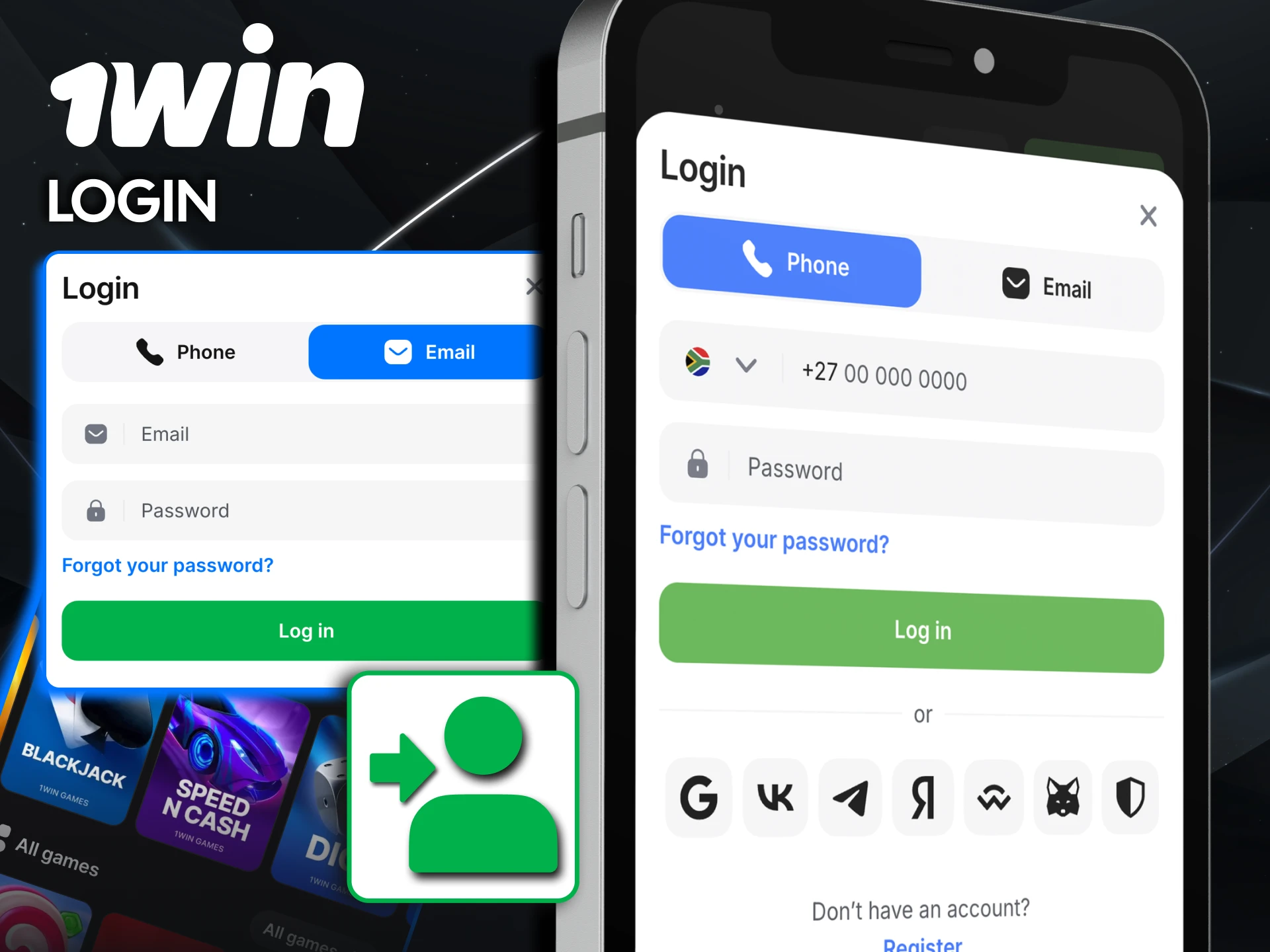 Enter password and tap sign in on 1win app.