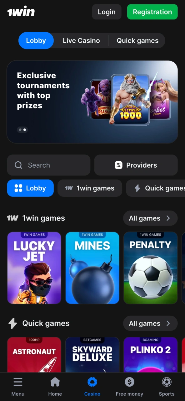 Explore 1win app casino games and slots.