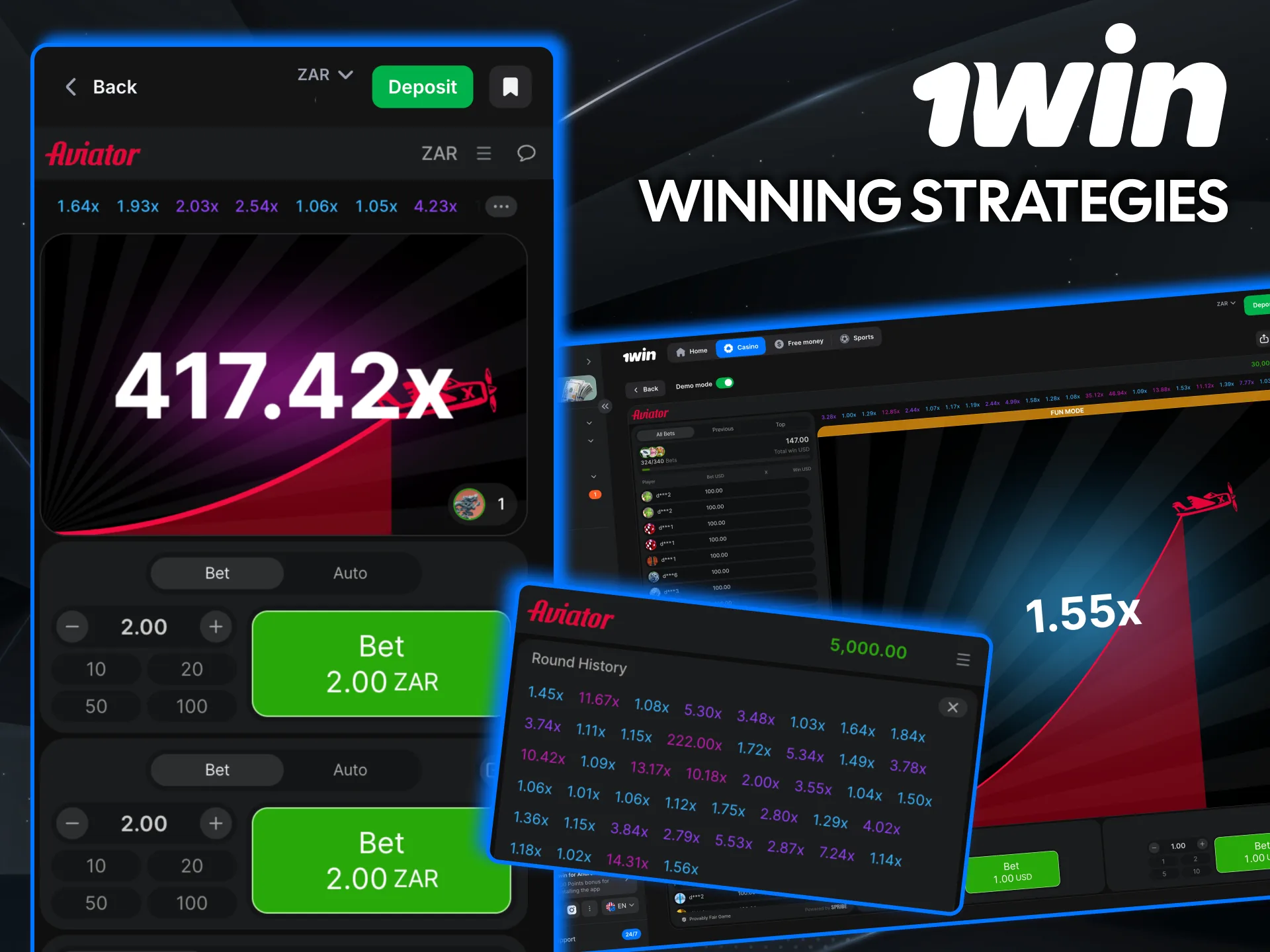 Apply consistent bankroll management in 1win Aviator.