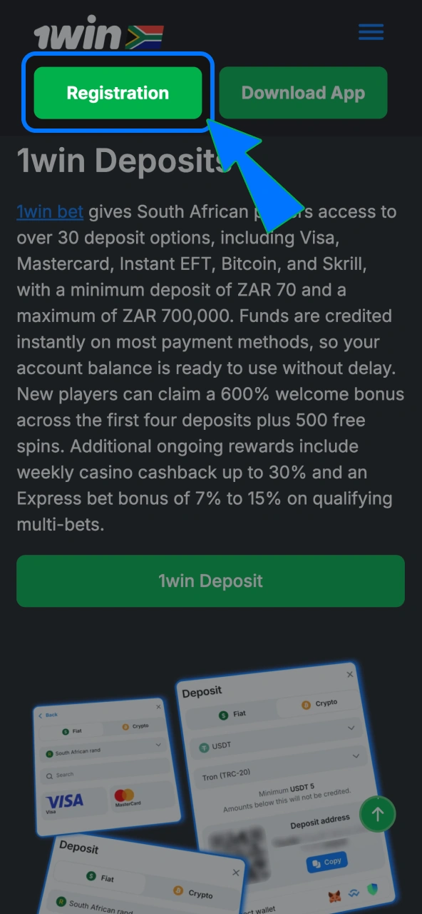 Open 1win profile by registering or signing in.