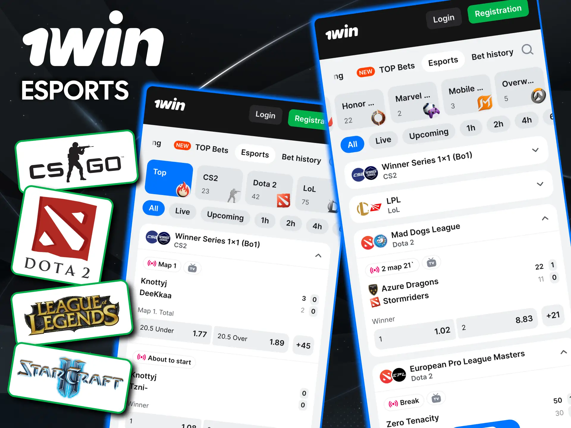 1win esports covers CS2, Dota, LoL and global tournaments.