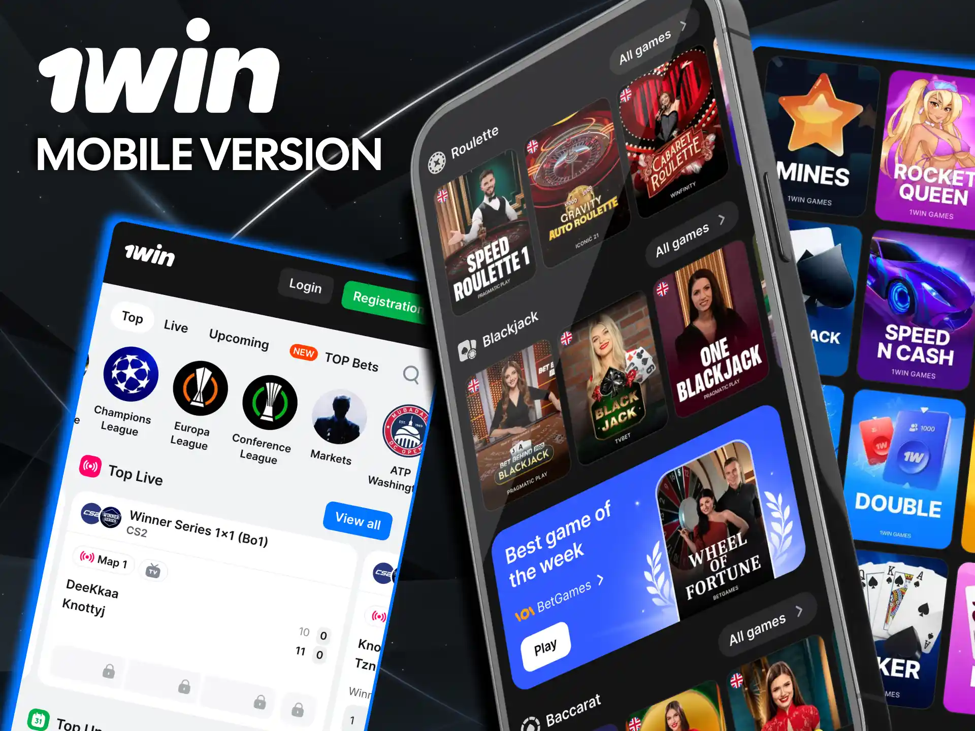 Fast loading 1win mobile version supports Android, iOS, HarmonyOS.