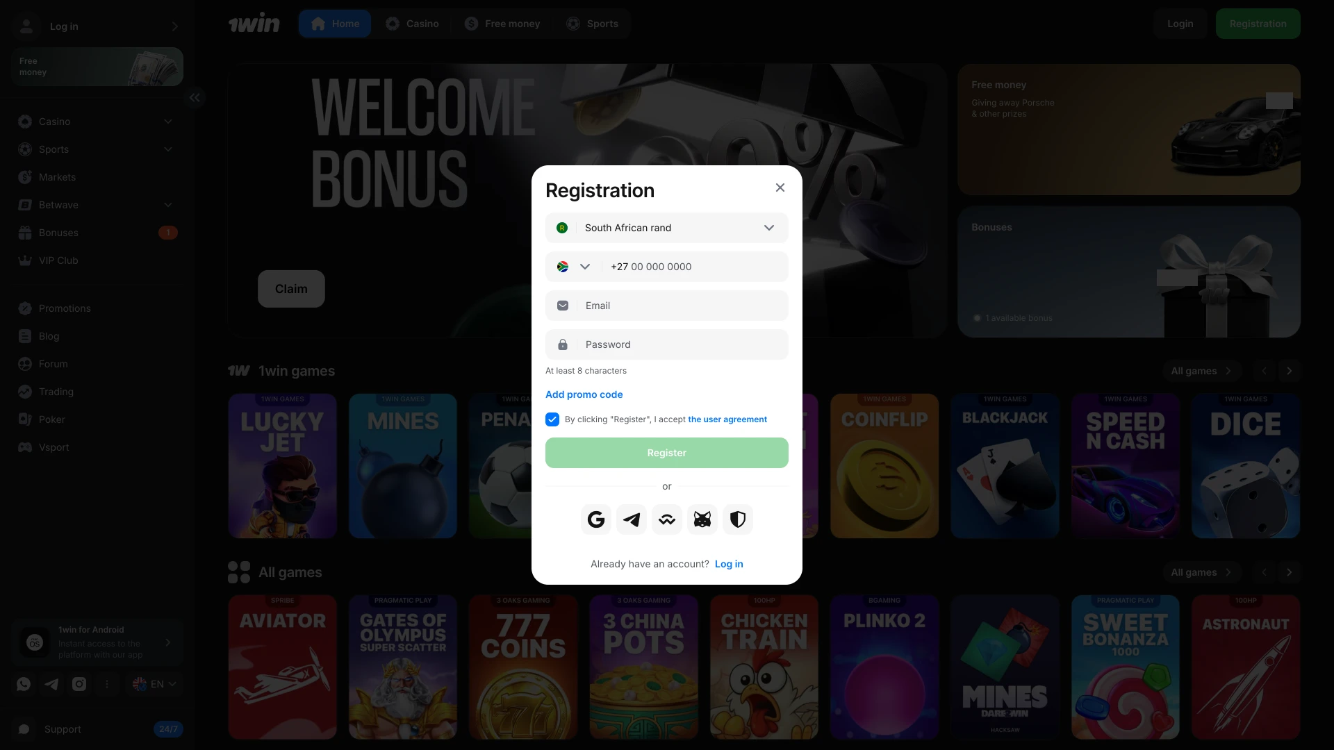 Register on 1win desktop with simple steps.