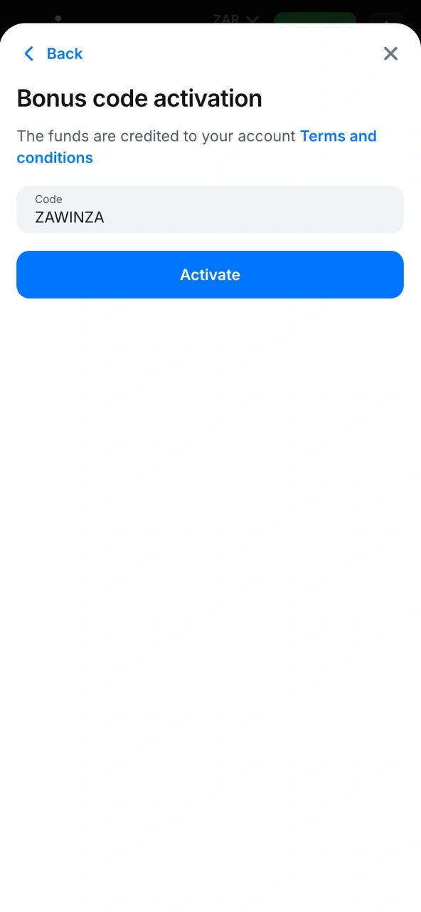 Apply 1win bonus code ZAWINZA without spaces.