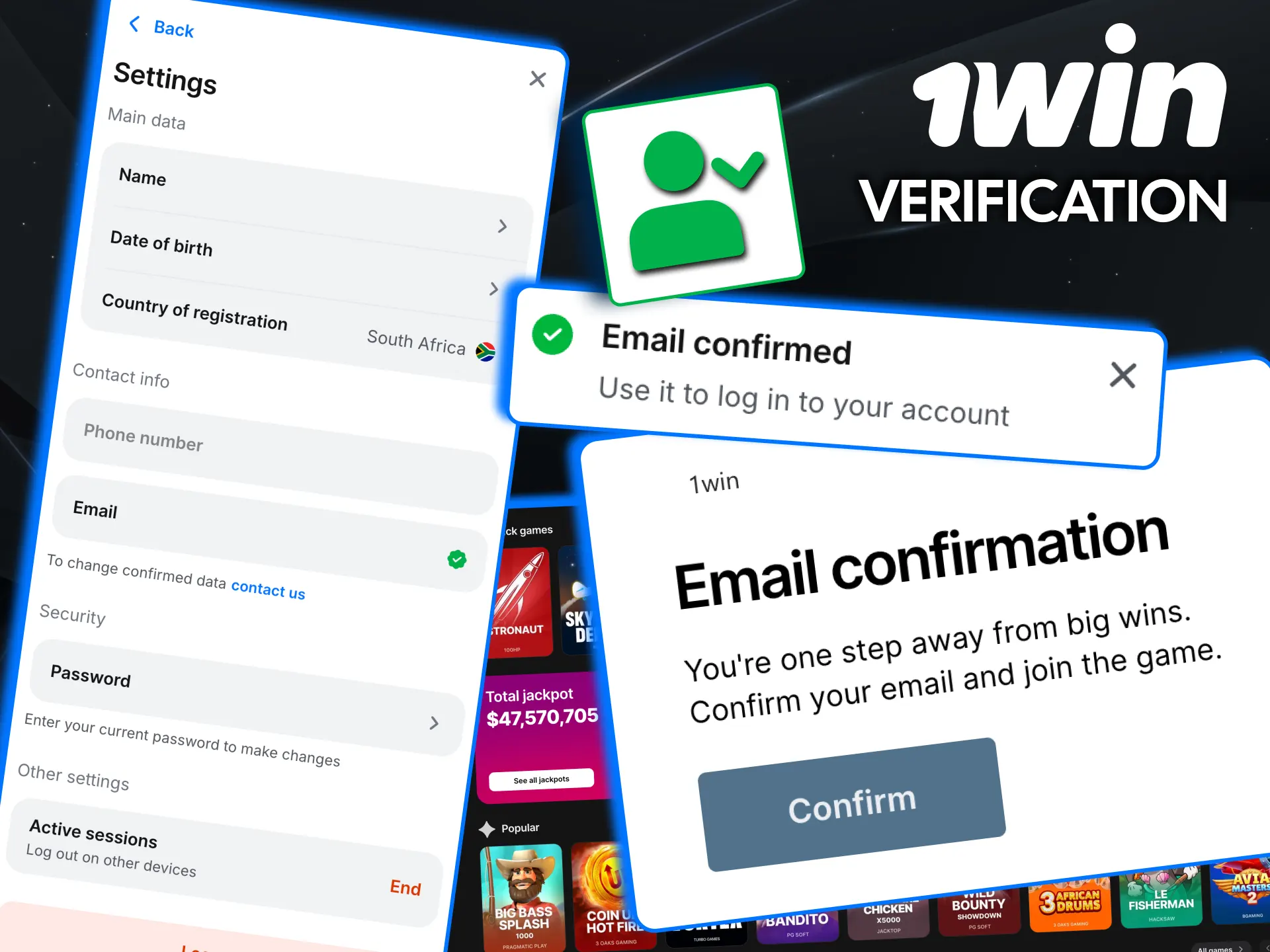 Verify identity on 1win with South African documents.