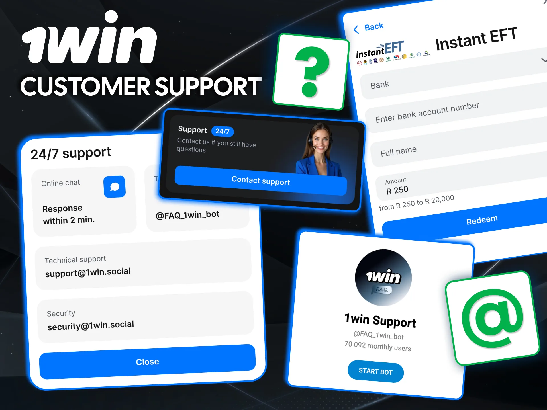 Get fast resolution using 1win customer service.