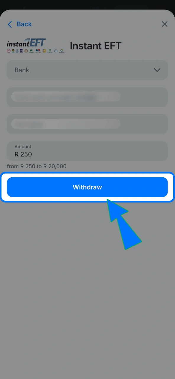 Confirm request to complete 1win cashout.